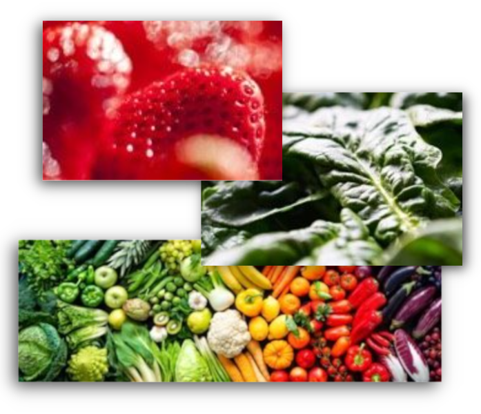 A collage of fresh fruits and vegetables - MyHealth MyLegacy promotes a focus on nutrition